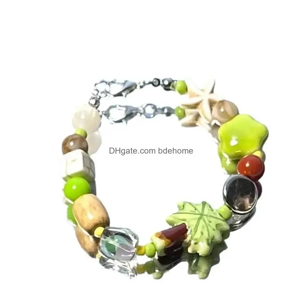 Chain Resin Bead Lucky Fish Bracelet  Glass Fashion Design Coconut Tree Korean Jewelry Accessories Gift Q240401 Drop Delivery Dh3T4