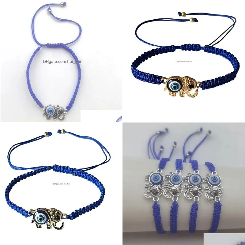 Bangle Bracelets Blue Eyes Lucky Elephant Pendant Devils Eye Bracelet Brings To Transport Gifts Fo Loved Ones And Friends Drop Deliv Dhe9Y