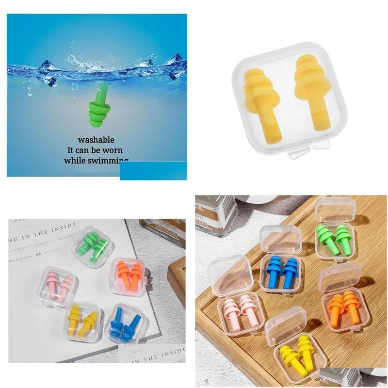 Silicone earplugs Learn waterproof noise reduction swimming equipment Outdoors antisnoring sleep Ear Plugs bright color silica 8440143