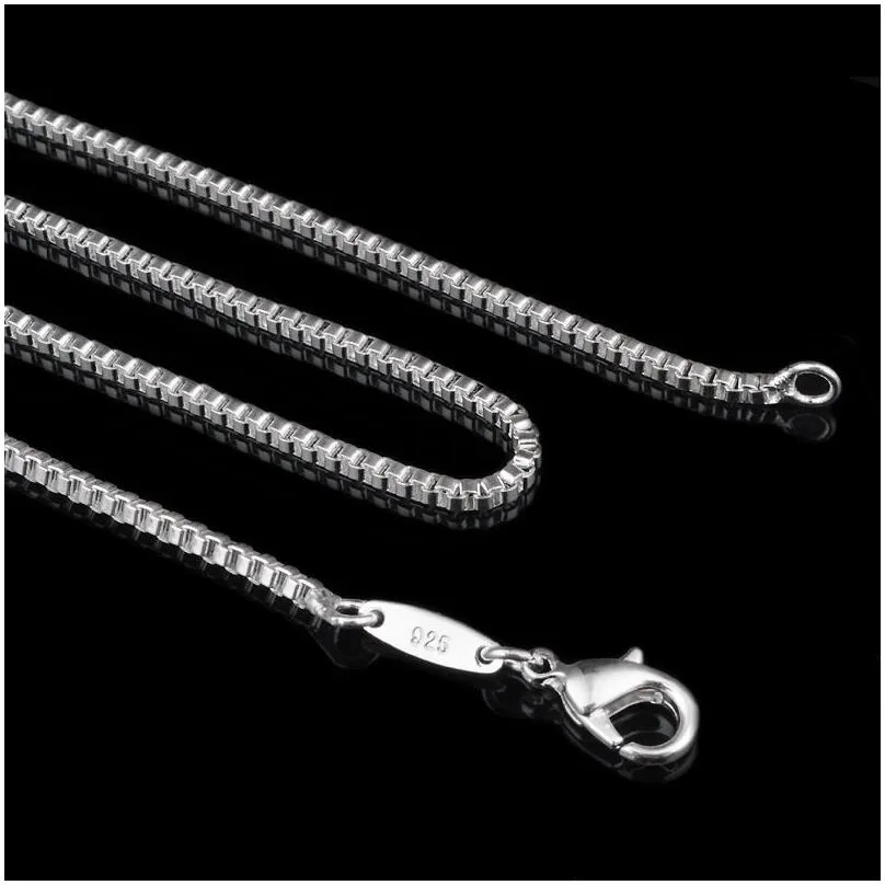 1.4mm 925 stamped box chain necklace sterling silver necklace for men women fashion lobster clasp chain fit jewelry making 16 18-24