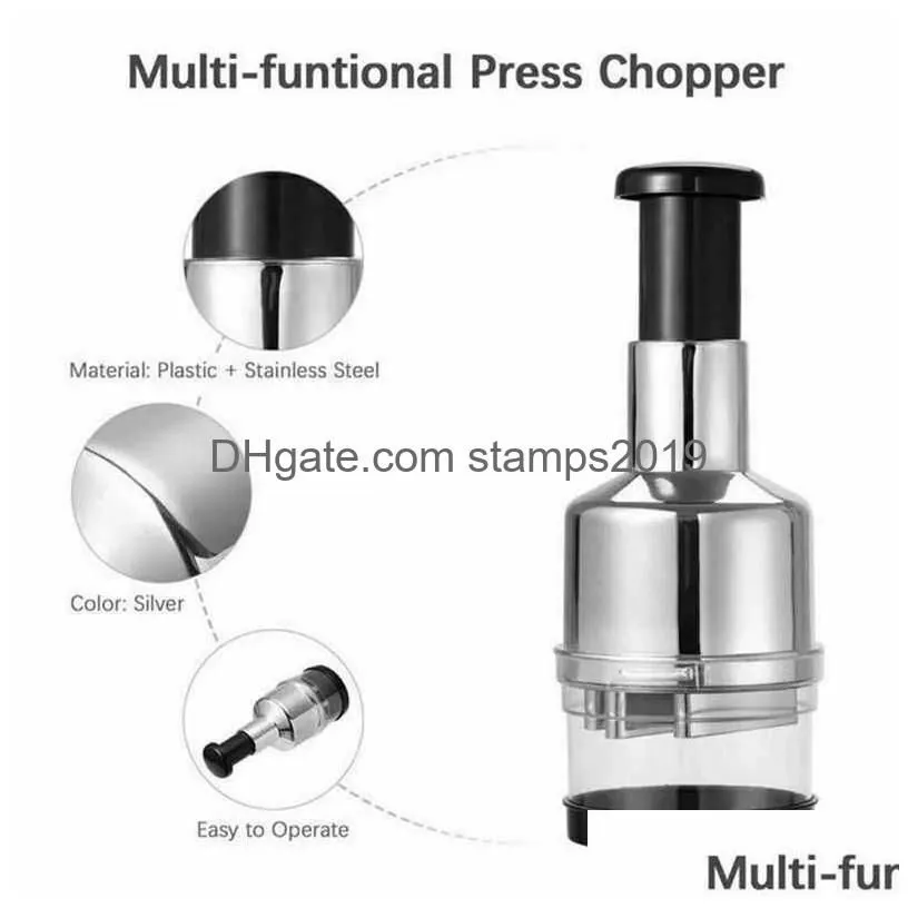 Fruit Vegetable Tools Handpressing Cutter Manual Onion Chopper Garlic Crusher Mash Device Dicer Mixer Kitchen Drop Delivery Home G