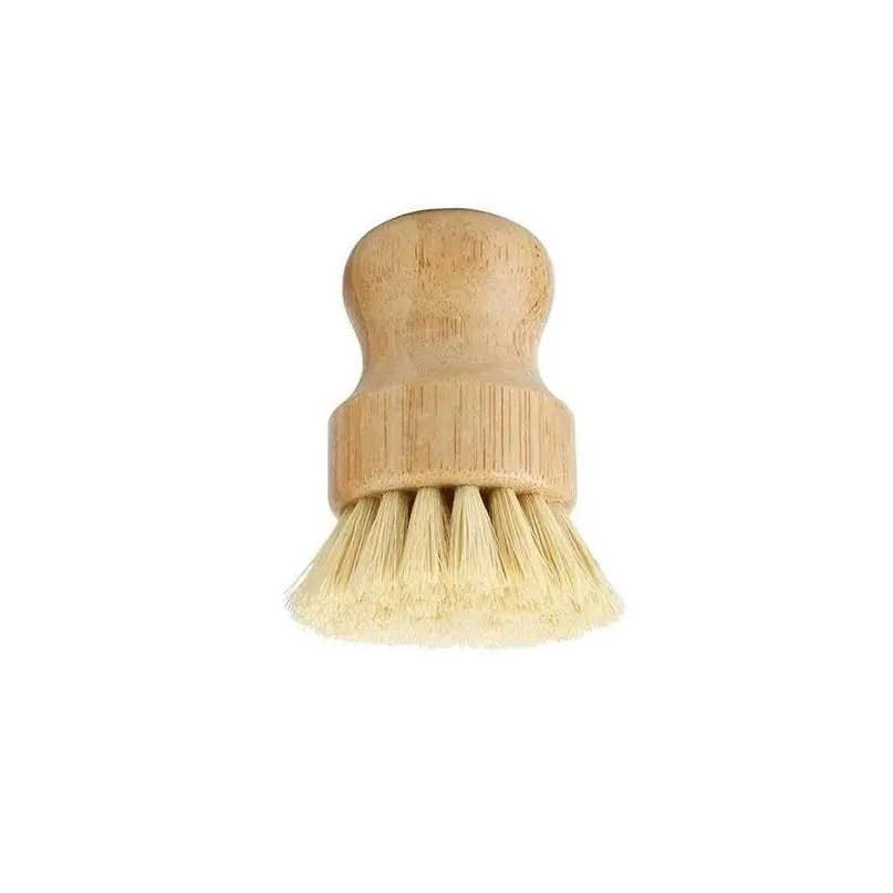 Dish Scrub Bamboo Brushes Kitchen Wooden Cleaning Scrubbers for Washing Cast Iron Pan Pot Natural Sisal Bristles DHL FY5090 bers