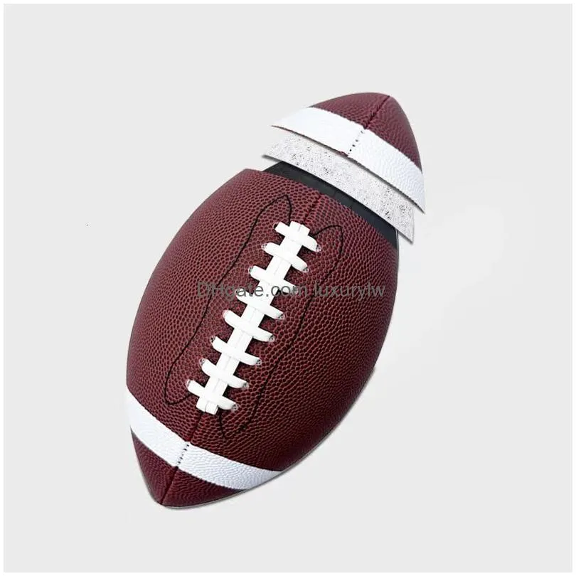 Balls 369 Size Leather Rubber Rugby Ball Adt Youth Childrens Training Game Line Nonslip Texture Group Athletics 240130 Drop Delivery S Dhp6R