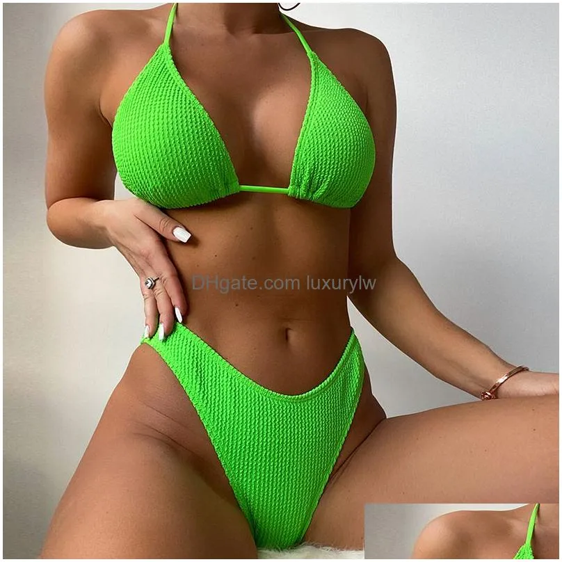 Bikinis Set New Selling European And American Split Swimsuit Aesthetic Solid Color Three Piece Womens Drop Delivery Sports Outdoors Wa Dhnbr