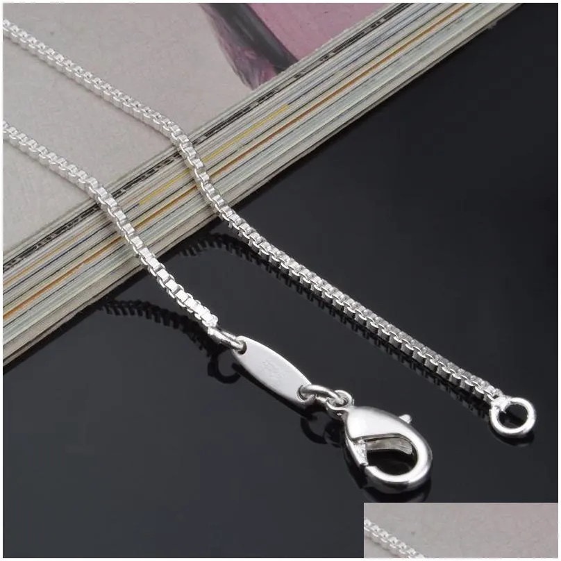 1.4mm 925 stamped box chain necklace sterling silver necklace for men women fashion lobster clasp chain fit jewelry making 16 18-24