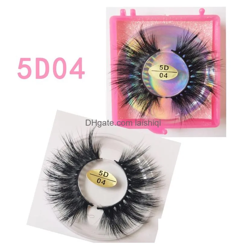 False Eyelashes 25Mm Mink Lash Vendor 3D 100% Minkhair Dramatic Long Wispies Fluffy Eyelash Fl Strips Lashes Extension Makeup Tool C Dh8Jy