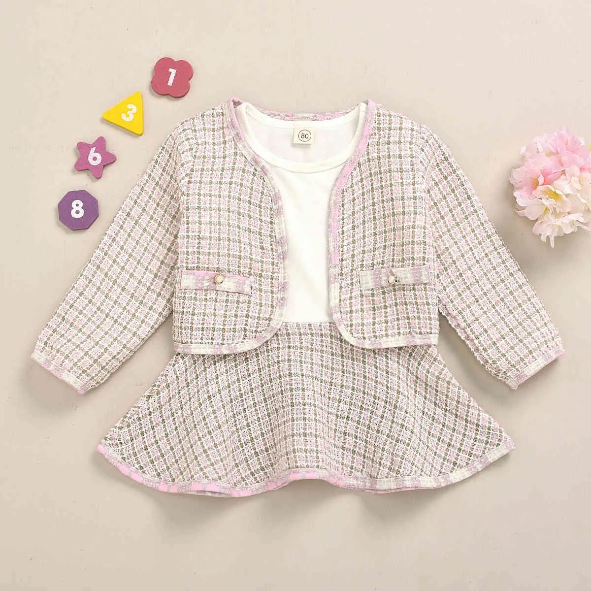 1-6 years old quality material designer two pieces of clothes and coats beatufil fashionable toddler girl suits cute little baby girl