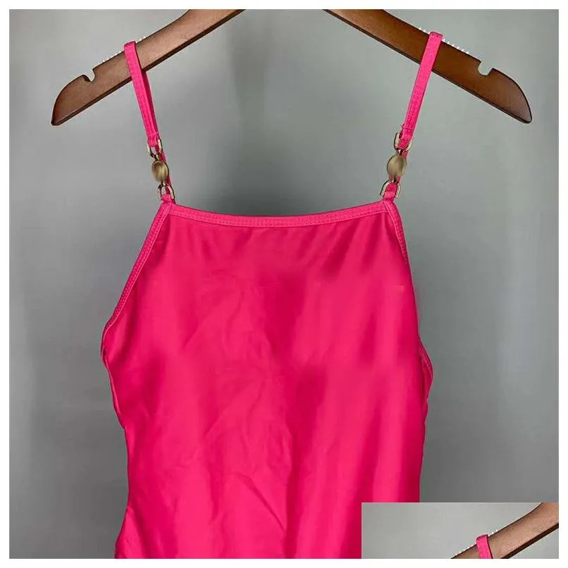 sexy one piece bikini women designer swimwears soft elastic backless swimsuit high quality sling metal bikini