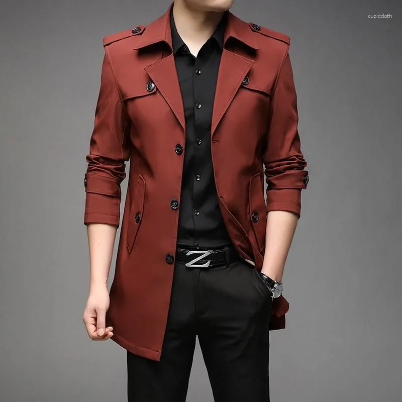 Men`s Trench Coats Clothing Is Light And Simple_ Coat Autumn Youth Korean Version Medium Length 8808 8 Colors Package