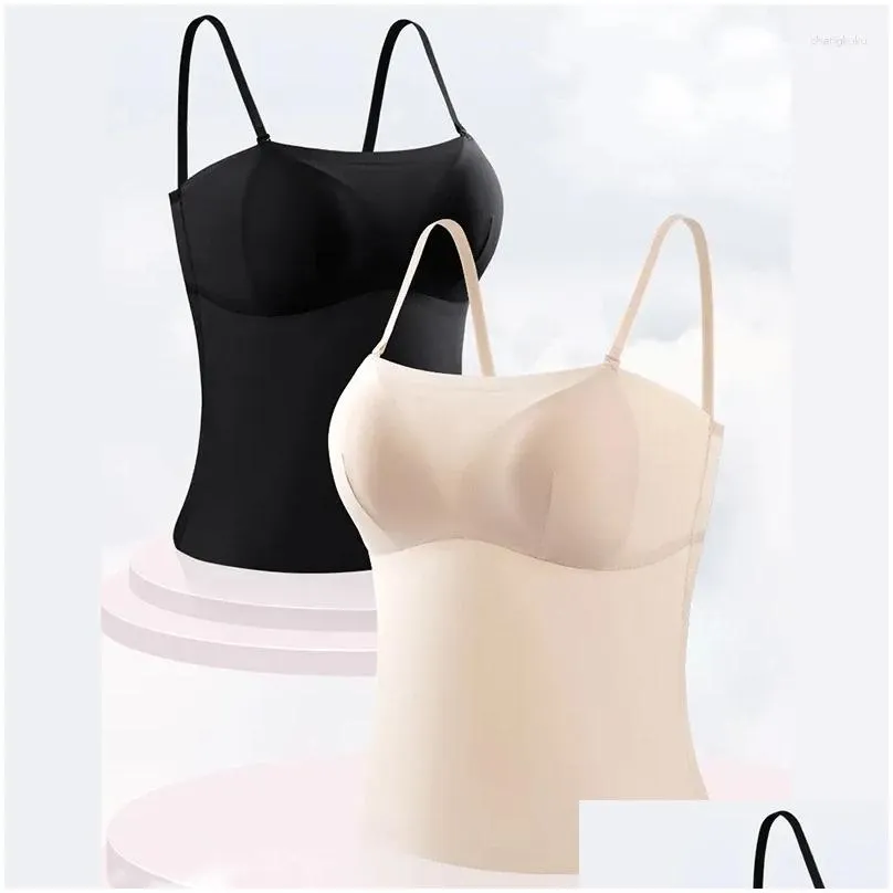 Camisoles & Tanks Women Mulberry Silk Lining Solid Colors Padded Thin Bralette Camisole Cami Tube Top With Bra M L XL TG242