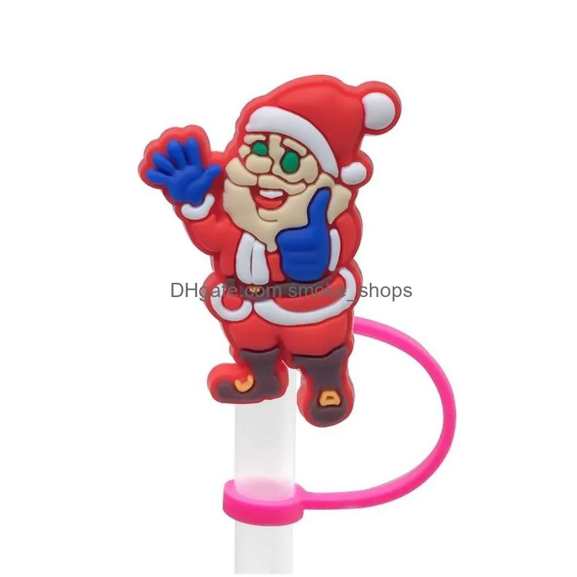 christmas drinking straws topper for 7-8mm straw resin silicone holiday party sports tumbler glass cup mugs recognizer