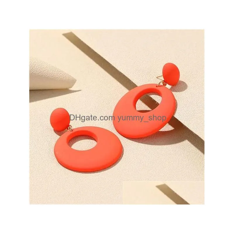 acrylic resin dangle earrings for women trendy long geometric round hanging drop earring for grils travel korean jewelry