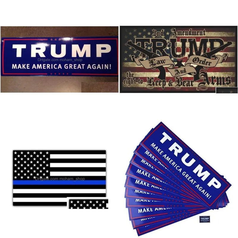  styles trump car stickers 7.6x22.9cm bumper sticker flag keep make america decal for car styling vehicle paster