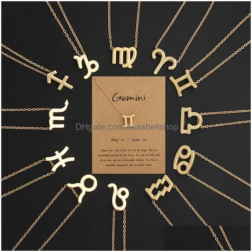 Pendant Necklaces In Bk Gold Sier Twee Constellation Necklace For Men Women Jewelry Card Accessories Drop Delivery Pendants Dhxat