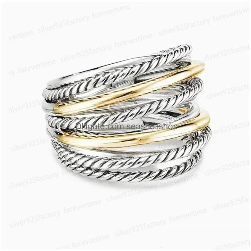 Band Rings Dy For Women Classic Fashion Personality Distorted Cross Ring Retro Punk Designer Jewelry Engagement Gift With Box Drop De Dhjyh