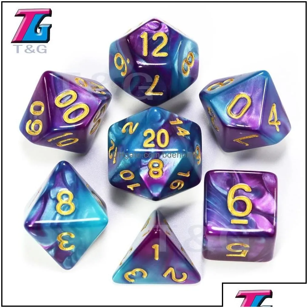 Gambing Leisure Sports Games Outdoors Mixed Color Dice Set D4-D20 Dungeons And Dargon Rpg Mtg Board Game 7Pcs/Set Drop Delivery 2021