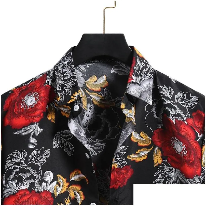 Shirts Spring And Summer Beach Flowers Shirt Hawaiian Mens Large Size Special Ocn Club Party Wear Drop Delivery Wedding , Events Men`S Dh6Dh