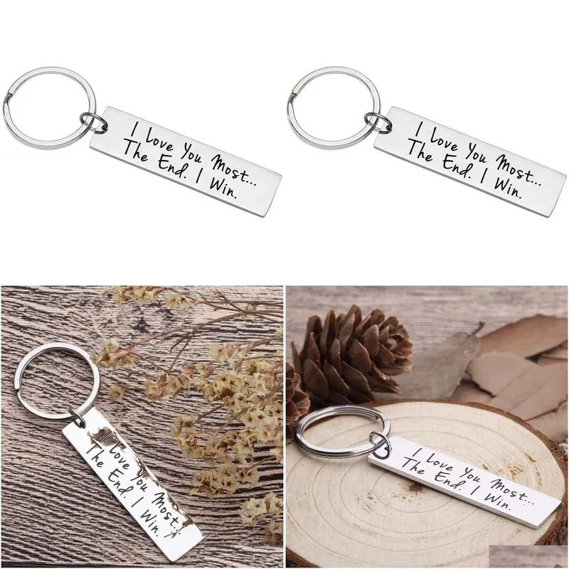 Keychains & Lanyards Keychain For Women Men Letter Valentines Day I Love You Most Stainless Steel Keys Chains Couple Friend Father Bi Dhxfl