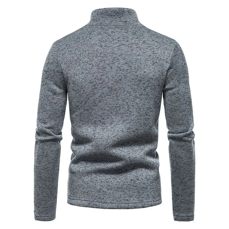 Mens Fashion Slim Fit Basic Turtleneck Knitted Sweater Half Zip Open High Collar Pullover Male Autumn Winter Sweatshirts Tops