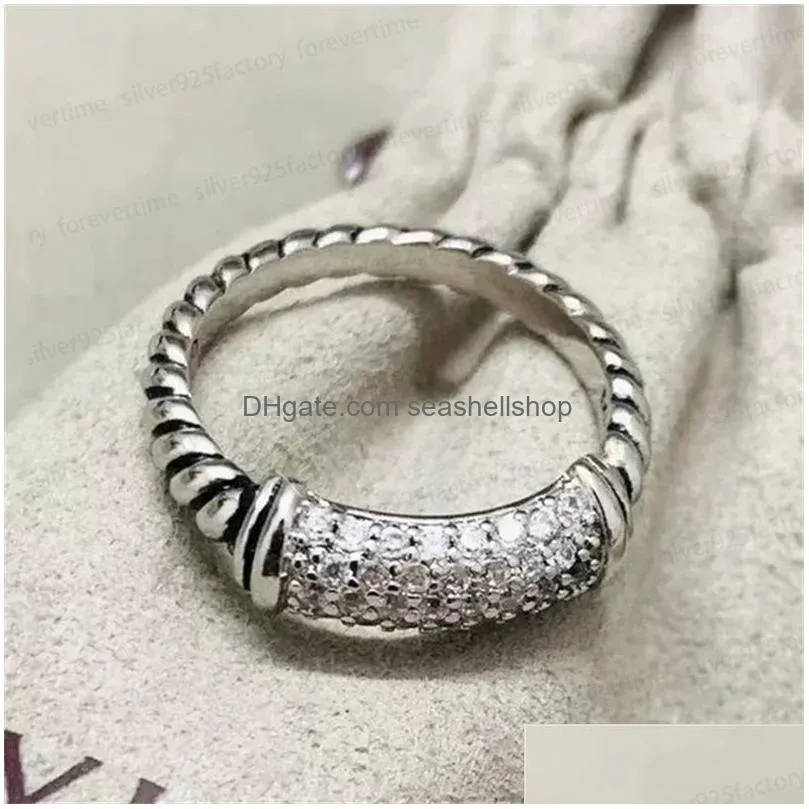 Band Rings Dy For Women Classic Fashion Personality Distorted Cross Ring Retro Punk Designer Jewelry Engagement Gift With Box Drop De Dhjyh