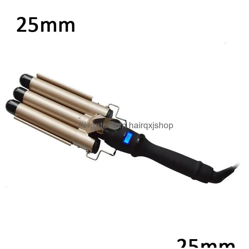 Curling Irons Sonofly 22Mm Lcd Hair Curler Electric Triple Barrel Ceramics Iron Waver Styling Tools Anions Fast Heating Jf-112 221203 Dh1Wy