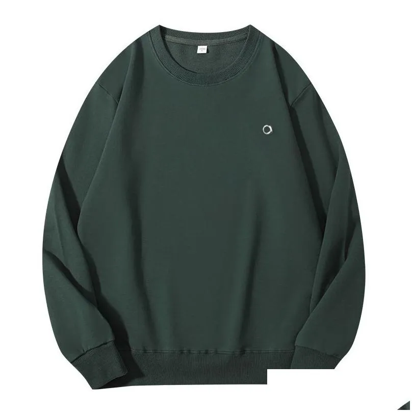 AL Yoga Midnight Green CREW NECK PULLOVER Warm Sweatshirts Silver 3D Logo on Chest Loose Sweatwear Unisex Casual SweatTops Lover