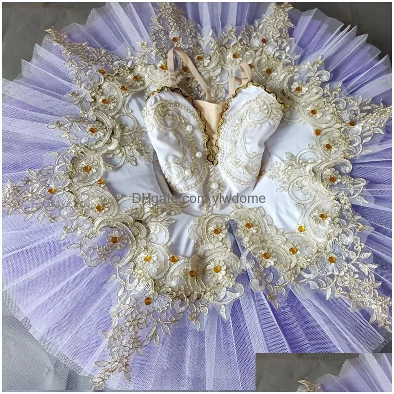 Dancewear Ballet Children Professional Tutus Purple White Lake Tutu Kids Costume Outfit For Girls Dance Wear Drop Delivery Dhfgw