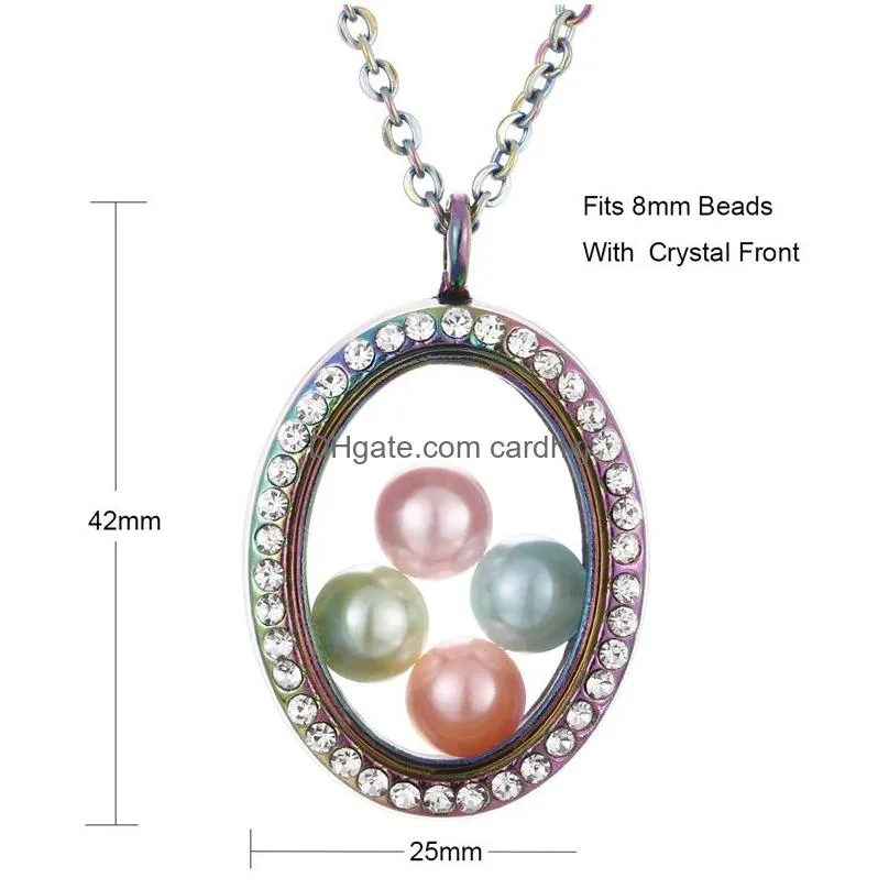 Lockets Magnetic Open Rainbow Pearl Cage Pendant Necklaces For Women Crystal Beads Glass Floating Locket Charm Chains Fashion Jewelry Dhpxb