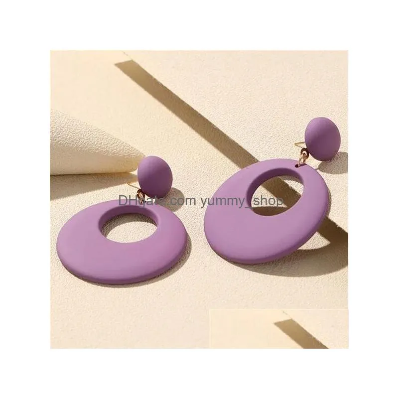 acrylic resin dangle earrings for women trendy long geometric round hanging drop earring for grils travel korean jewelry