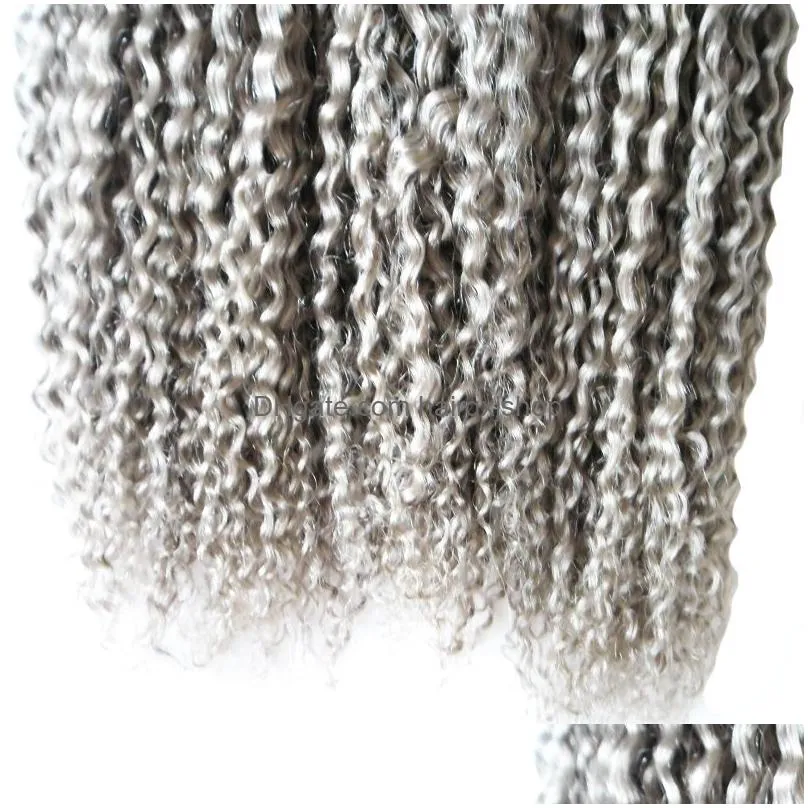 Hair Wefts Grey Brazilian Kinky Curly Weave Bundles 100% Human 3Pcs Natural Non Remy Extensions 3 Can Buy Drop Delivery Products Dhizi