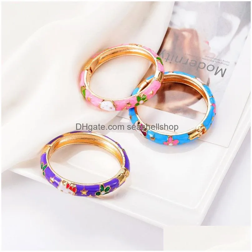 Bangle 24Pcs Old Beijing Cloisonne Bracelet Retro Ornaments Ethnic Style Children Simple Womens Jewelry Gift Fashion Drop Delivery Br Dhavs