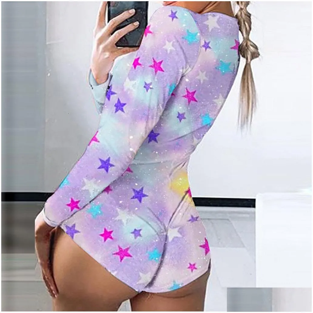 Sexy Onesies Adults Sleepwear Long Sleeve Vneck Onesie Women Jumpsuit Lenceria Erotica Mujer Nightwear Underwear Pajama Romper5648593