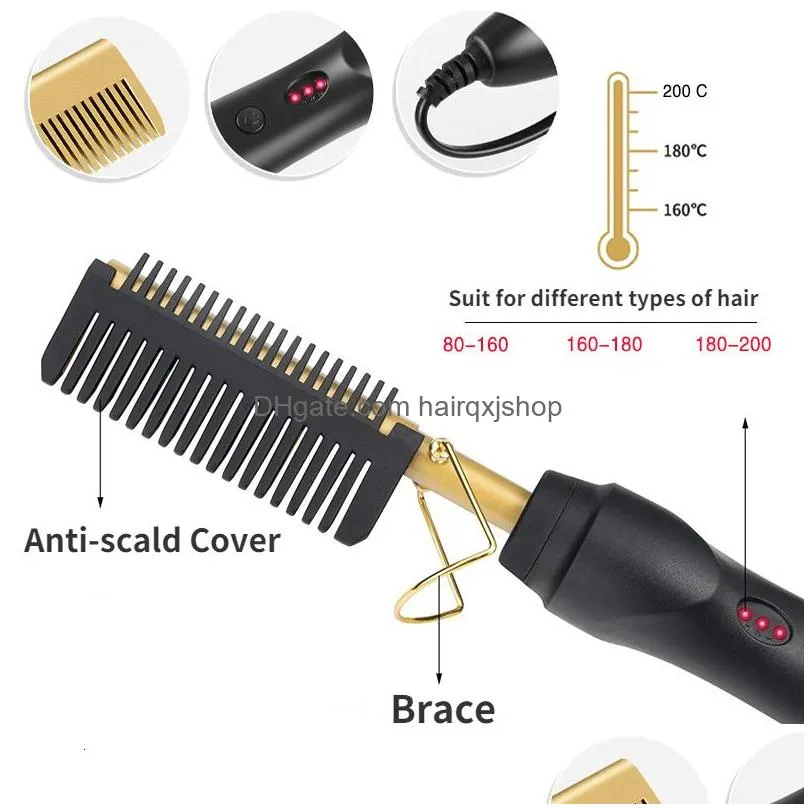 Hair Straighteners 2 In 1 Heating Comb Straightener Flat Irons Straightening Brush Styler Corrugation Curling Iron Curler 221203 Drop Dhlwf