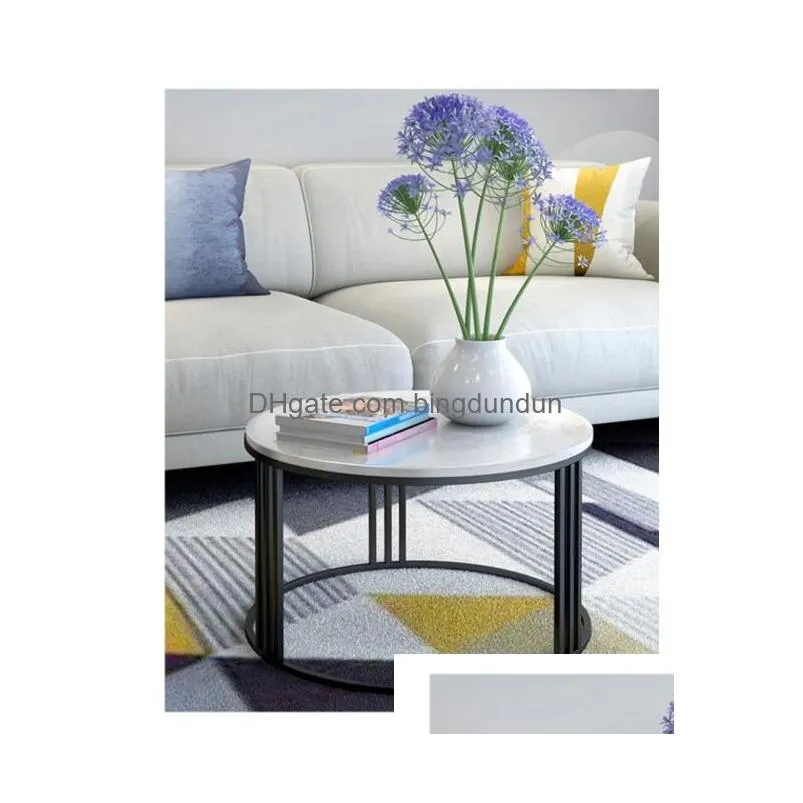 Living Room Furniture Marble Tea Table Round Modern Simple Creative Teas Hine Tables Drop Delivery Home Garden Dhesw