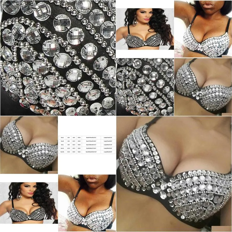 Sexy Bras Women Party New Allover Spike Rivet Metallic Punk Dance Push Up Bra Nightclub Costumes Bras Bralette Encaje 2021