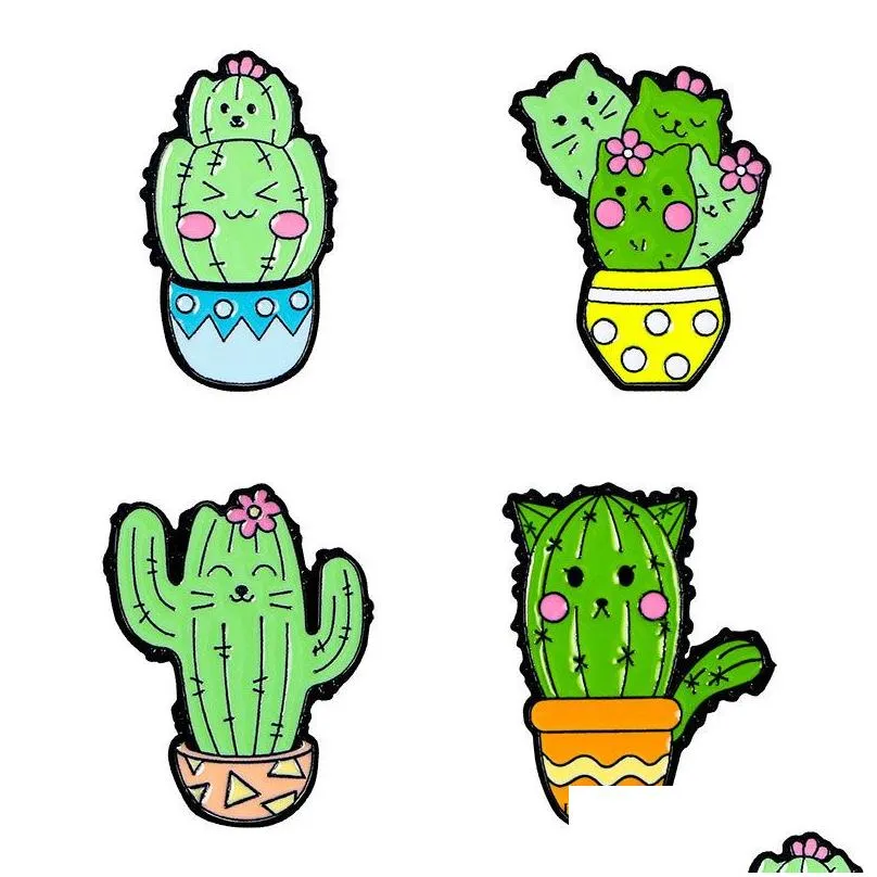 Pins, Brooches Pin For Women Kids Backpack Crafts Dress Decor Metal Cactus Cartoon Funny Fashion Jewelry Wholesale Brooch Pins Drop D Dhuf3
