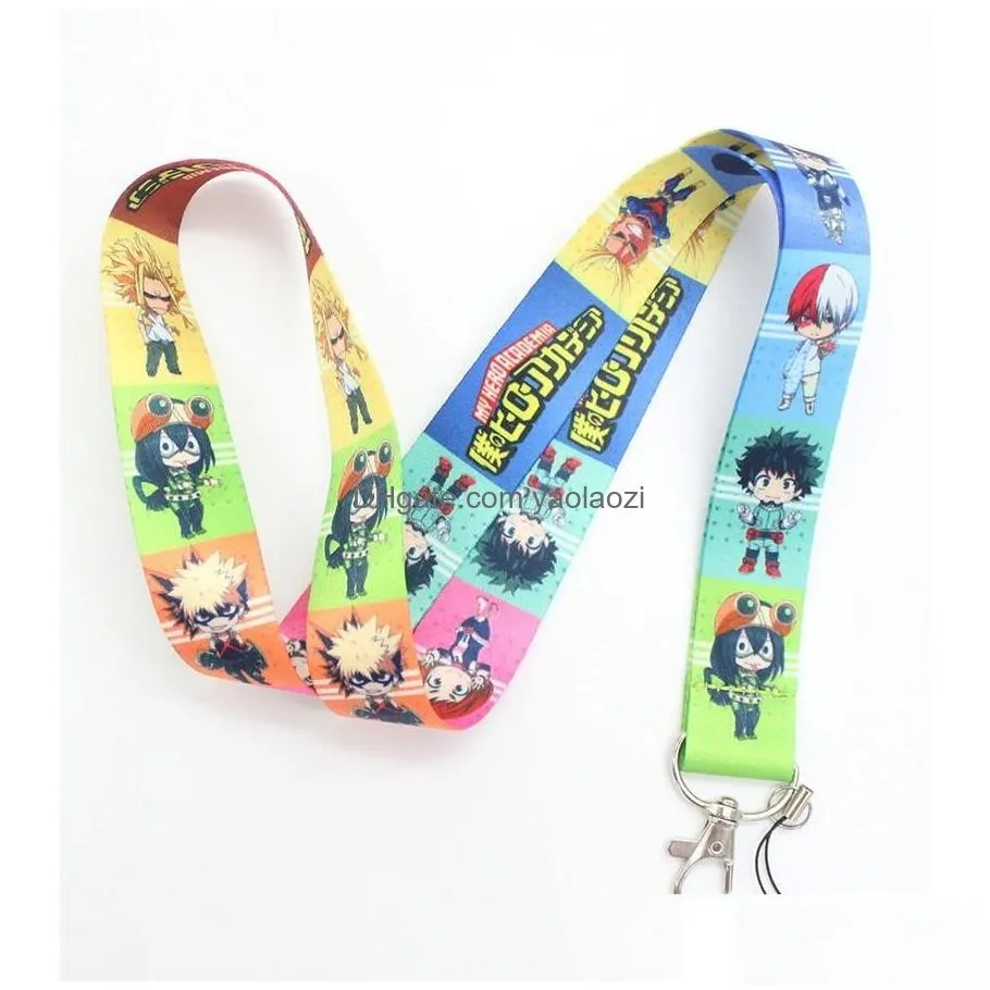 Cell Phone Straps Charms Wholesale 20Pcs My Hero Academia Lanyard Key Chain Id Card Hang Rope Sling Neck Strap Pendant Gifts Drop D Dhtjt