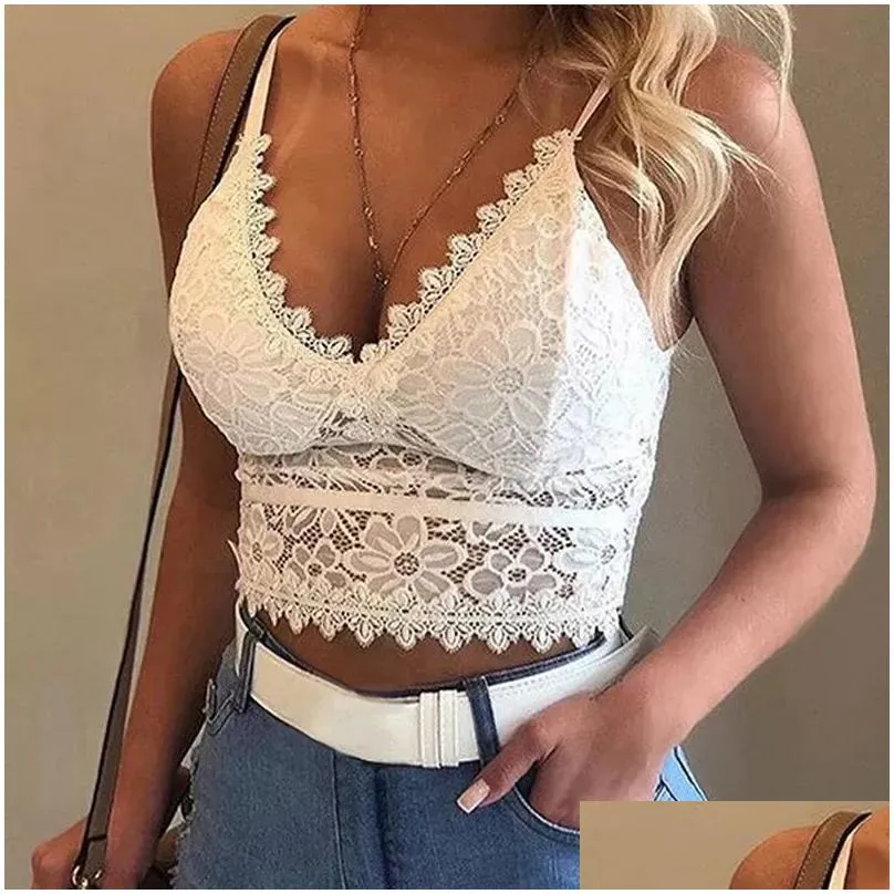 Camisoles Tanks Women Plus Vest Crop Wire Lingerie Sexy V-neck Camisole Underwear Seamless Lace Bralette Top Solid Bra217s