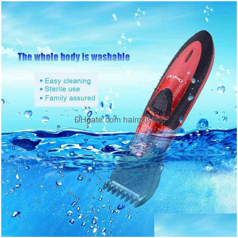 Hair Trimmer Kairui Waterproof Clipper Cutting Length Adjustable Cutter Rechargeable Men Shaver Razor Quiet Child Baby 211229 Drop Del Dhsye