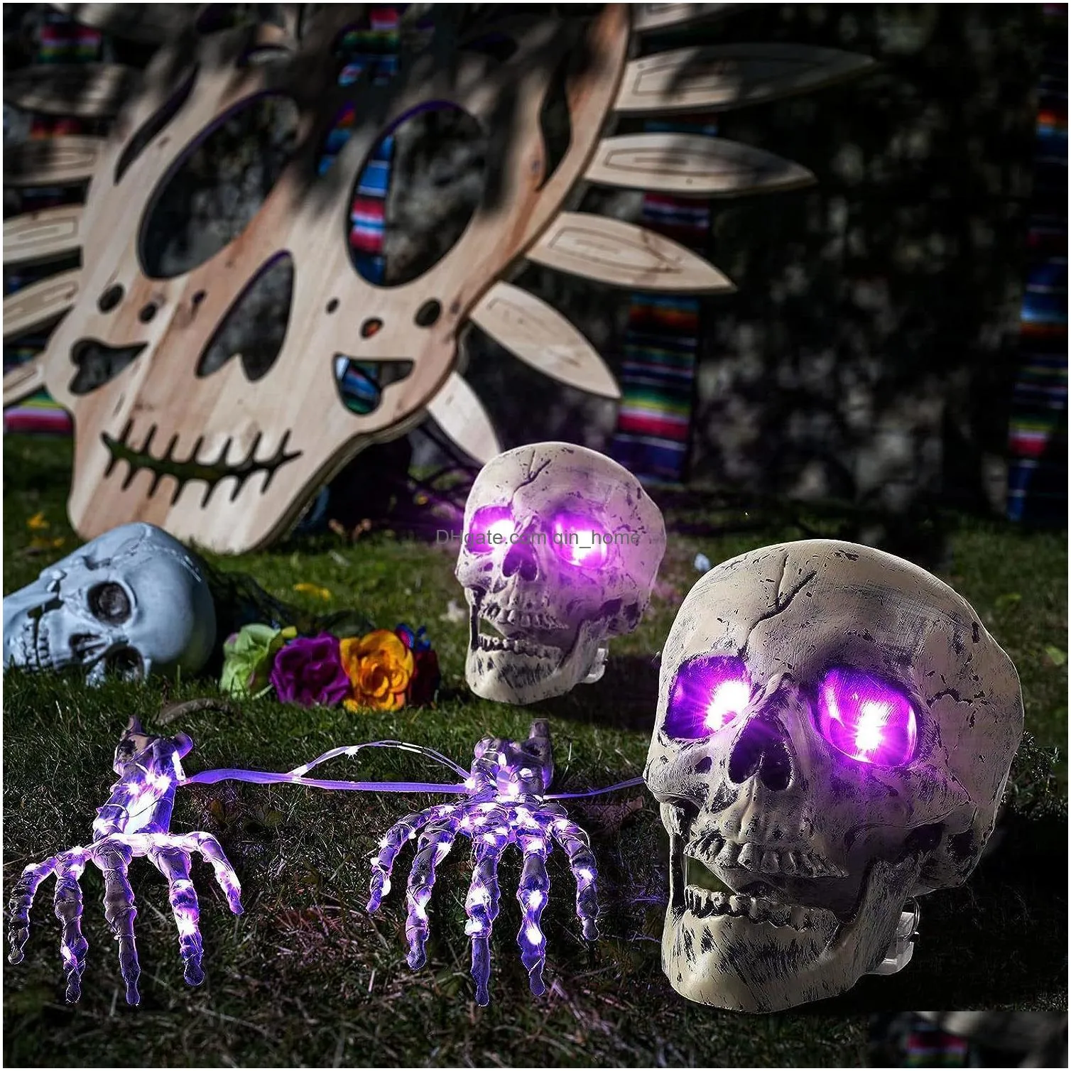 party masks halloween led skeleton stake decoration creepy skeletons with lights groundbreaker yard graveyard decor realistic scary skull