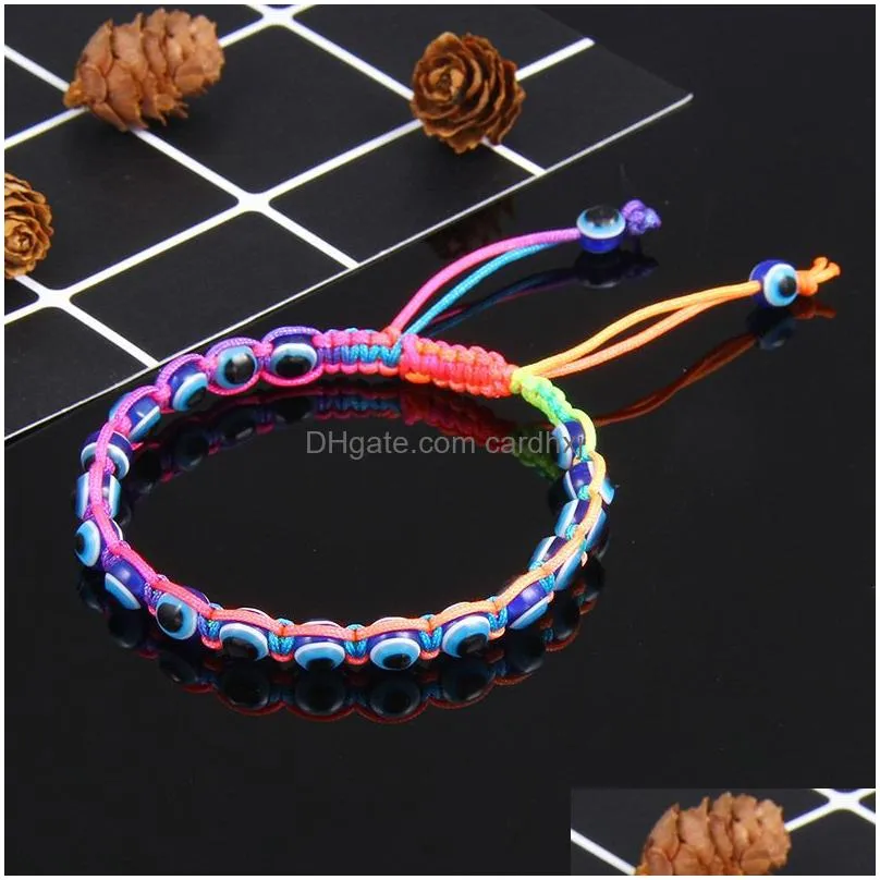 Charm Bracelets Handmade Turkey Blue Evil Eye For Women Braided String Rope Fatima Beads Chain Bangle Fashion Jewelry Gift Drop Deliv Dhfce