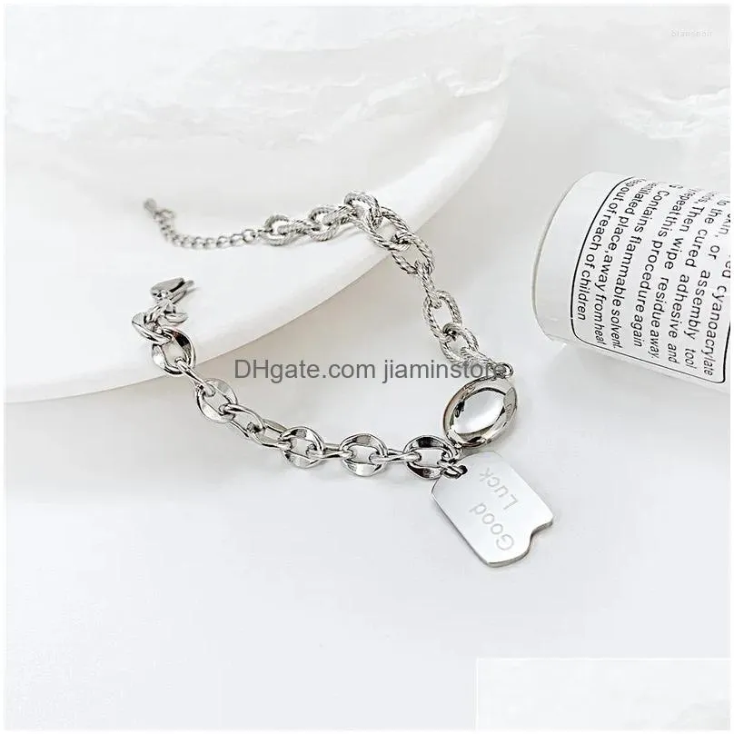 Chain Link Bracelets Classic Stainless Steel Good Luck Charm Bracelet For Women Elegent Adjustable Mother Daughter Jewelry Drop Deliv Dhdwe