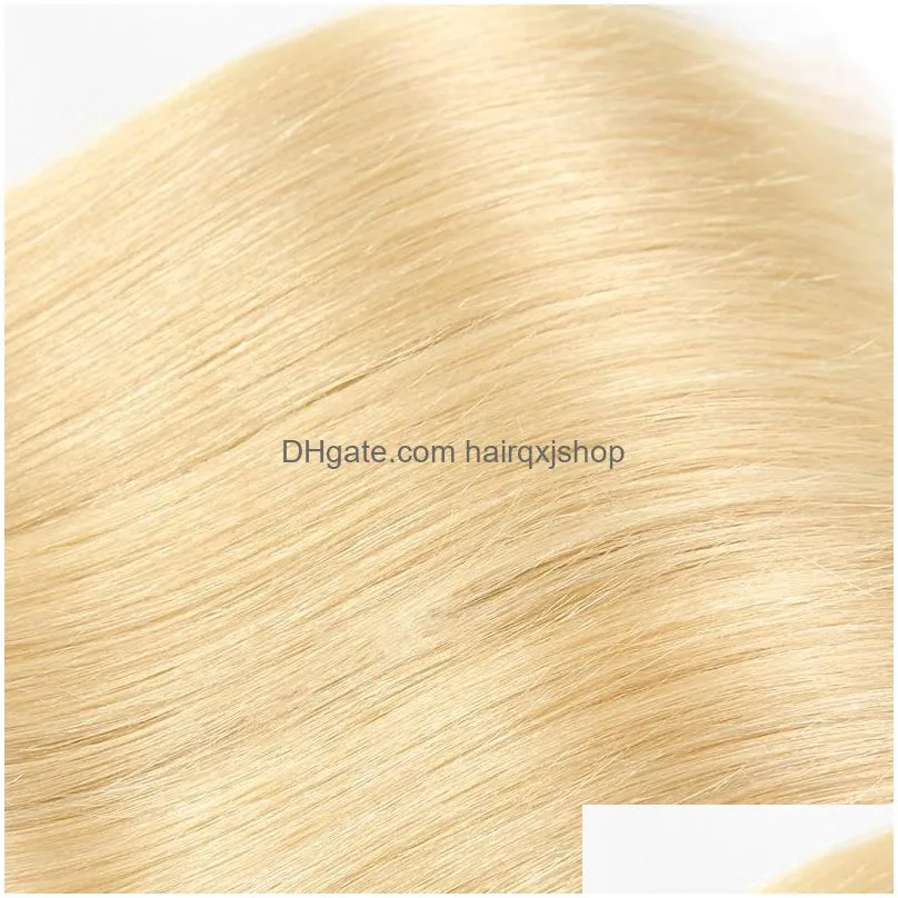 Hair Wefts Brazilian Virgin Extensions 613 Blonde Straight Peruvian Malaysian Indian Human Weaves Two Bundles Color 2 Drop Delivery P Dhfie