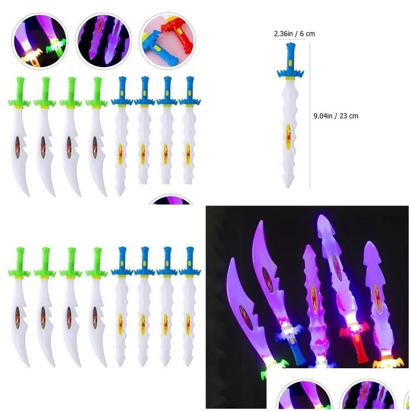 Led Swords/Guns 8 Pcs Luminous Swords Toys Kids Light Up Flashing Wands Sticks Party Plaything Prop Cosplay Boy Toy Outdoor Fun Drop