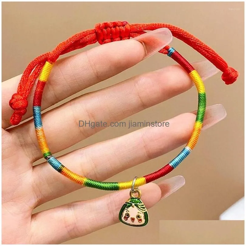 Chain Link Bracelets Chinese Style Colorf Rope Braid Bracelet Dragon Boat Festival Lovely Small Zongzi Children Hand Drop Delivery Je Dh9F6
