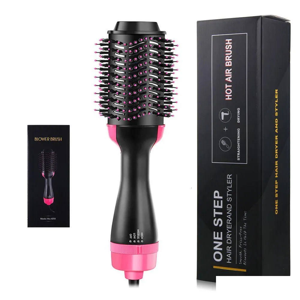 Curling Irons 3 In 1 Hair Dryer Brush One Step Blow Blower Air Styling Negative Ion Straightener Curler Comb 221203 Drop Delivery Dhnum