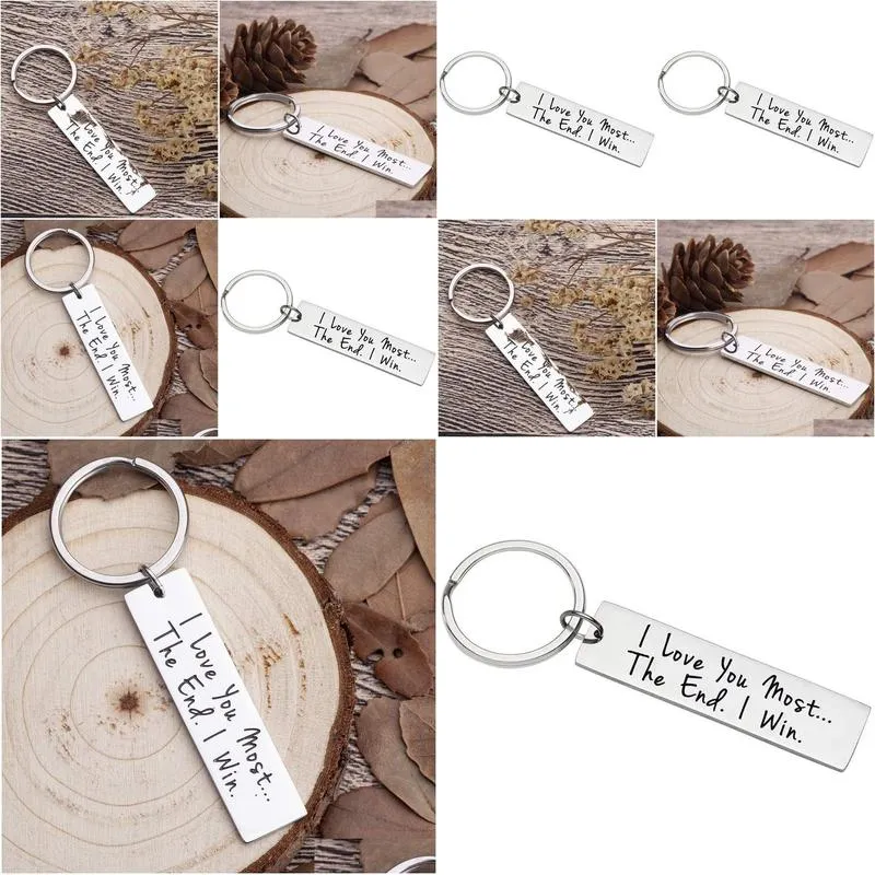 Keychains & Lanyards Keychain For Women Men Letter Valentines Day I Love You Most Stainless Steel Keys Chains Couple Friend Father Bi Dhxfl