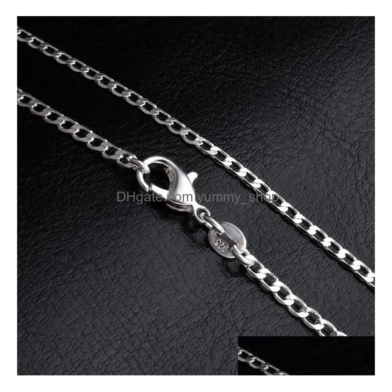 925 sterling silver necklace genuine chain solid jewelry for women 16-30 inches fashion curbwith lobster clasps gd128
