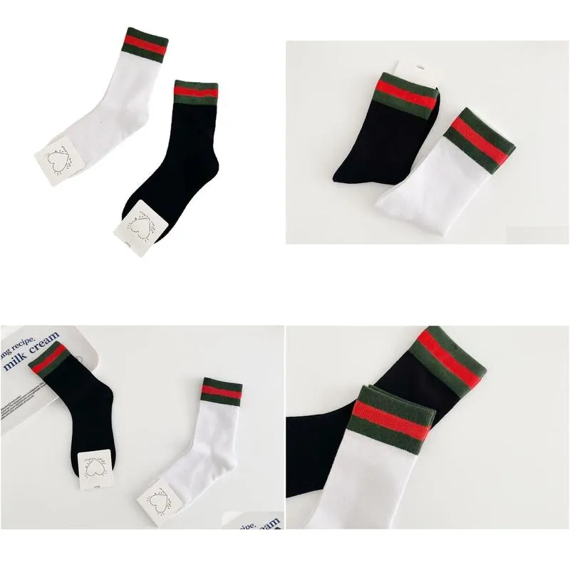 Luxury Designer Cotton Socks For Men Women Red Green Letter Embroidery Black White Breathable Middle Tube Sock 2Pairs/Lot