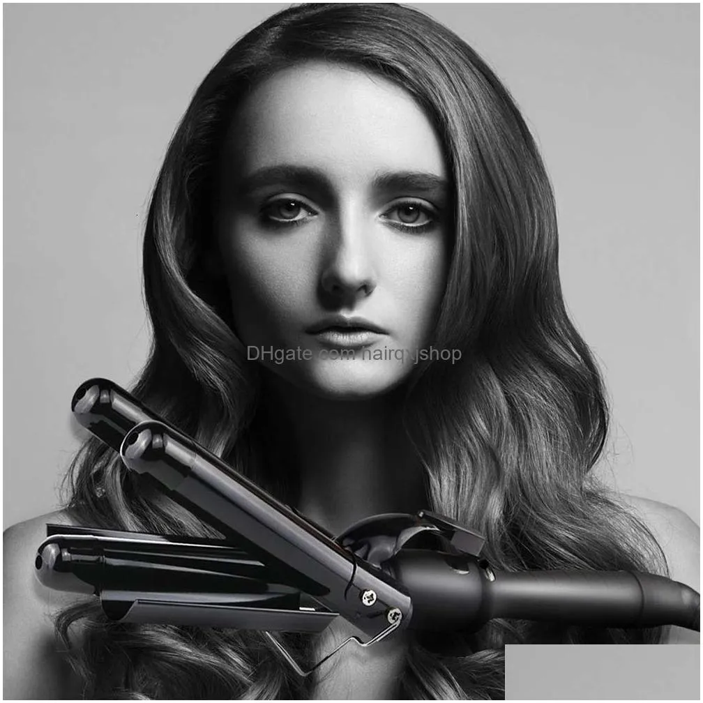 Curling Irons Sonofly 22Mm Lcd Hair Curler Electric Triple Barrel Ceramics Iron Waver Styling Tools Anions Fast Heating Jf-112 221203 Dh1Wy